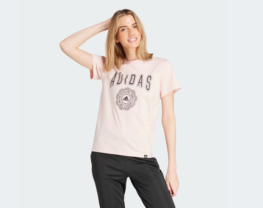 Outlet Футболка жіноча Adidas Pink Collegiate Graphic Tee IZ1158 IY9080
