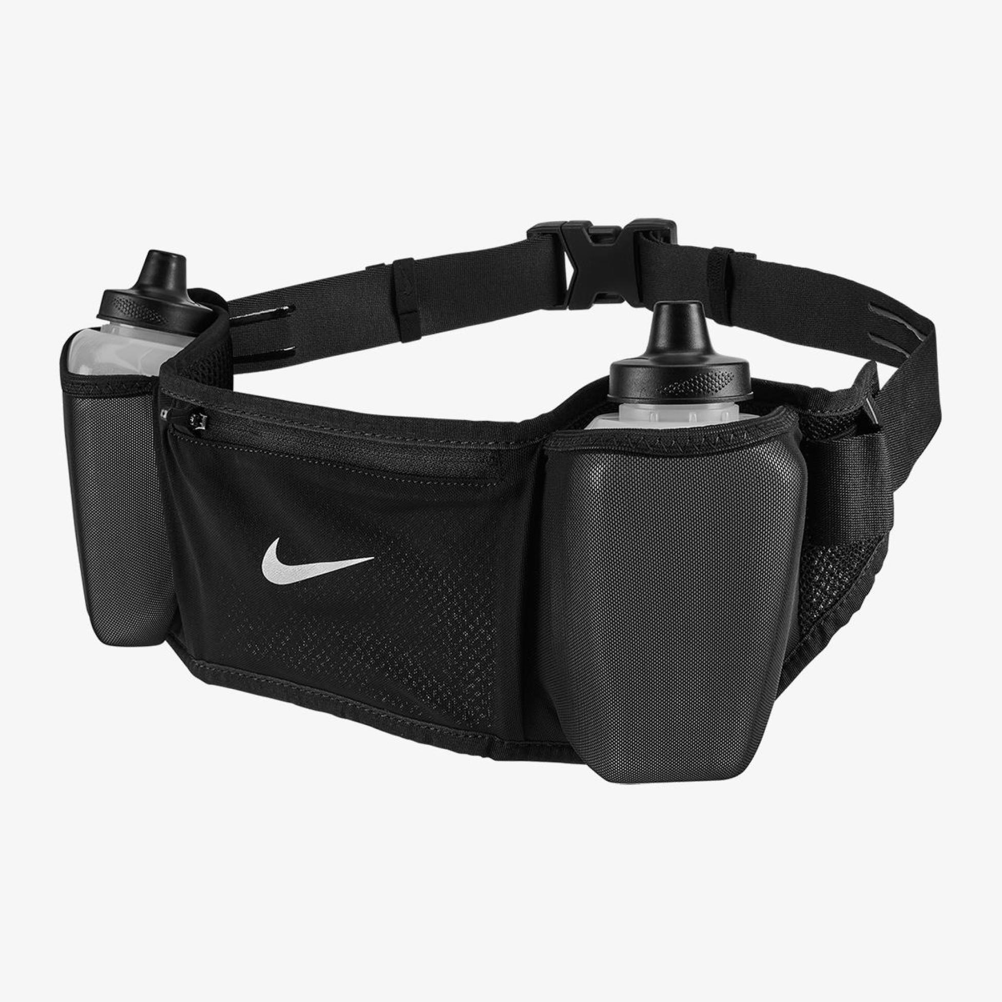 Outlet Сумка на пояс з пляшкою NIKE FLEX STRIDE DBL BOTTLE BELT 24 OZ BLACK/BLACK/SILVER OSFM N.100.3444.082.OS
